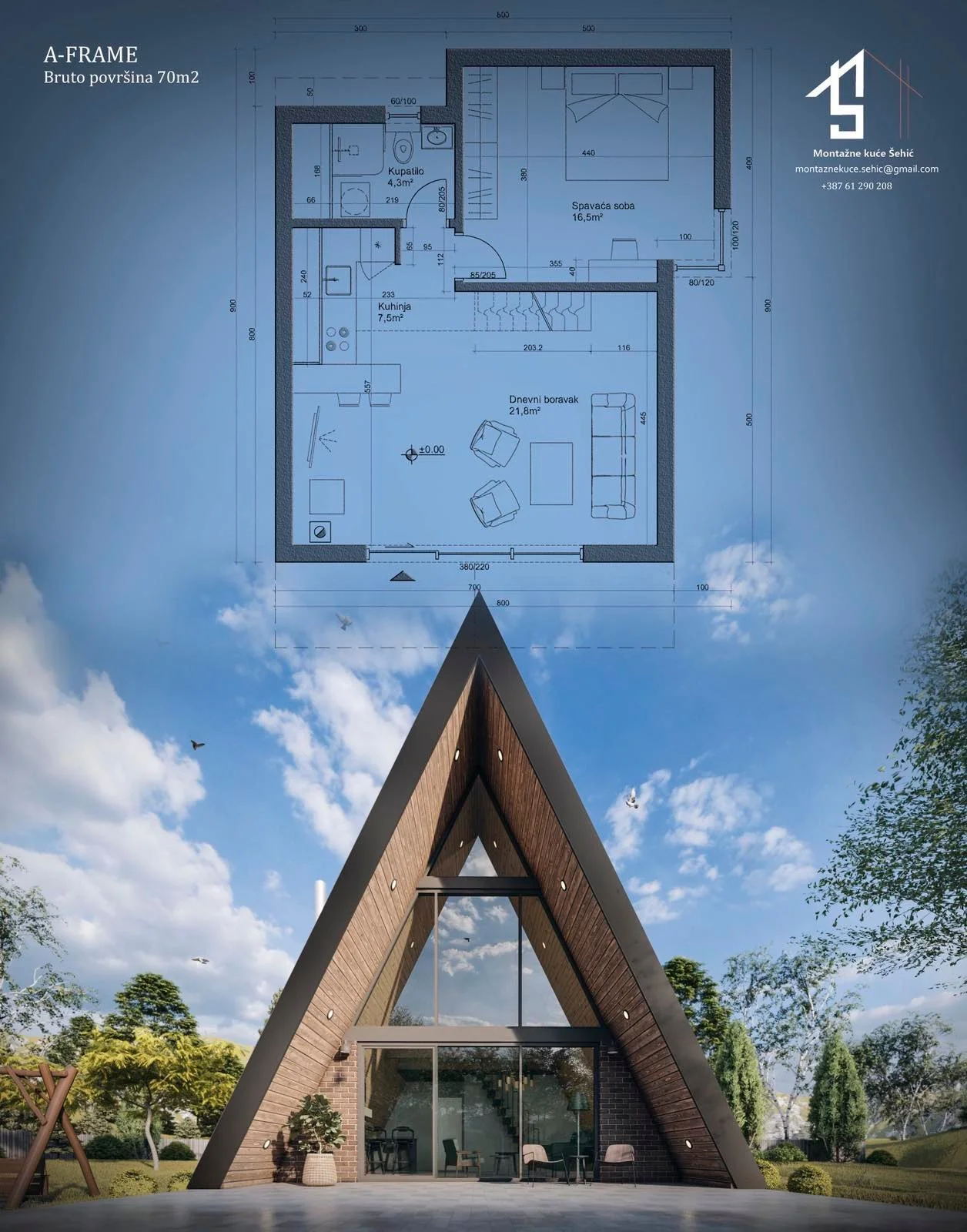 A-FRAME - montažna kuća 70m²